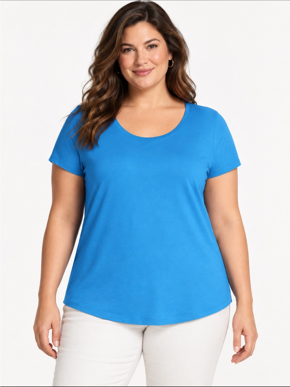 LandsEnd Women's Plus 100% Supima Cotton Short Sleeve Scoop Neck Tee